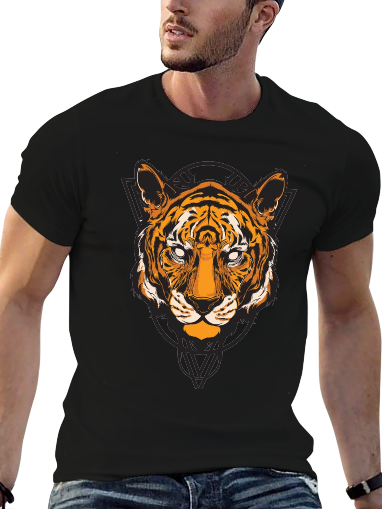 Tiger Graphic T-Shirt - Black Cotton Tee