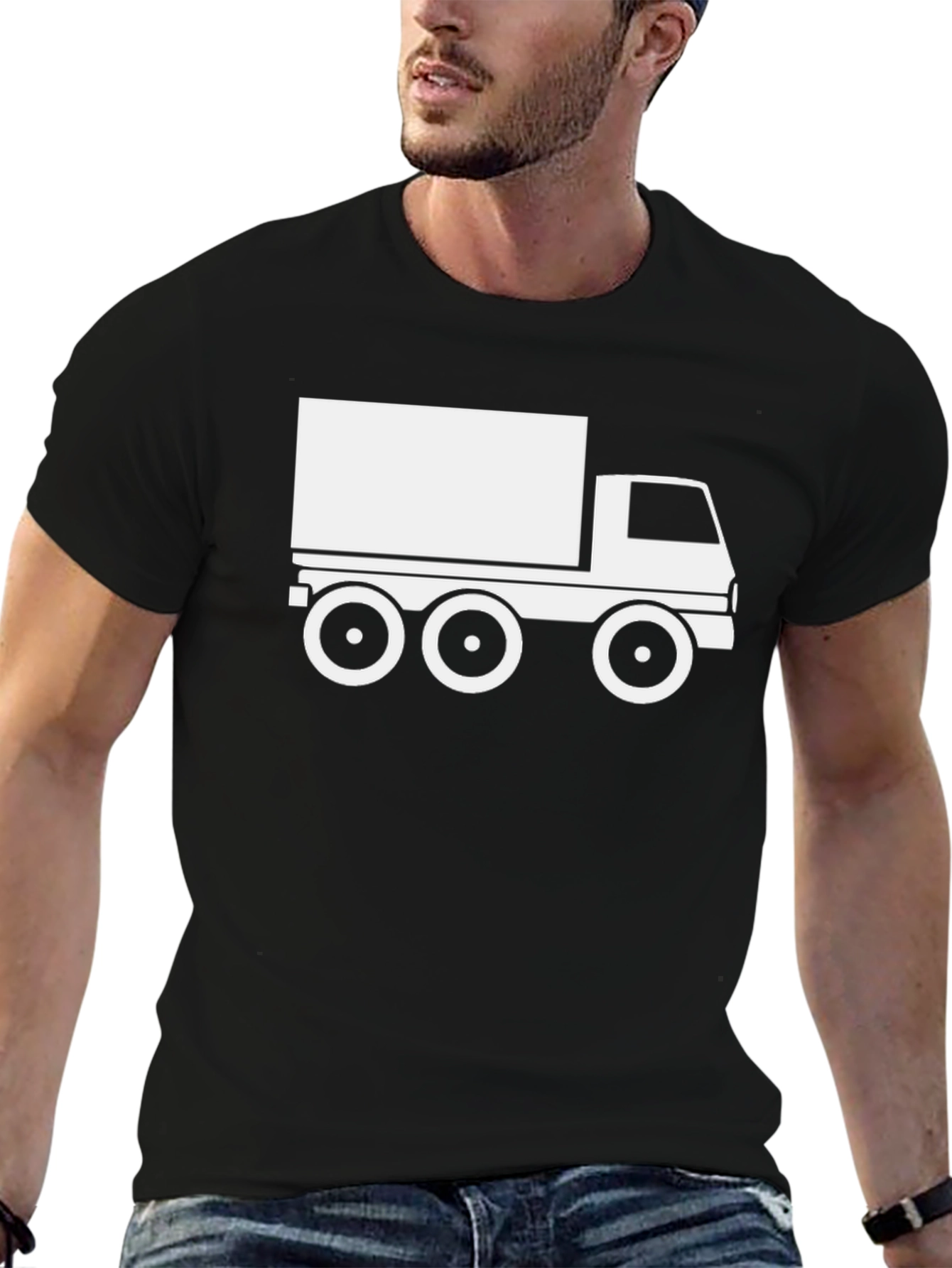 Truck Graphic Tee - Black Cotton T-Shirt