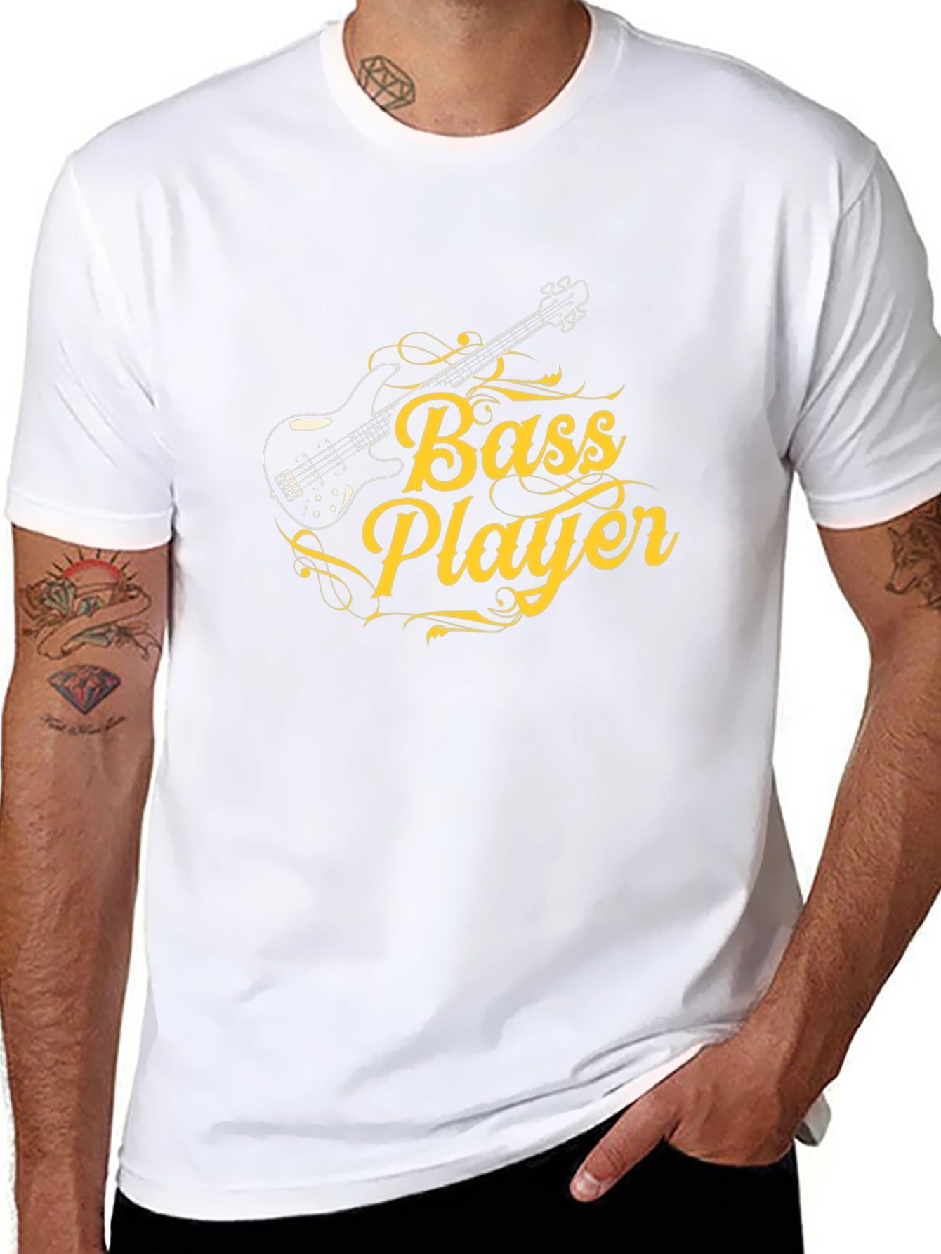 Bass Player Graphic Tee - Black Cotton T-Shirt