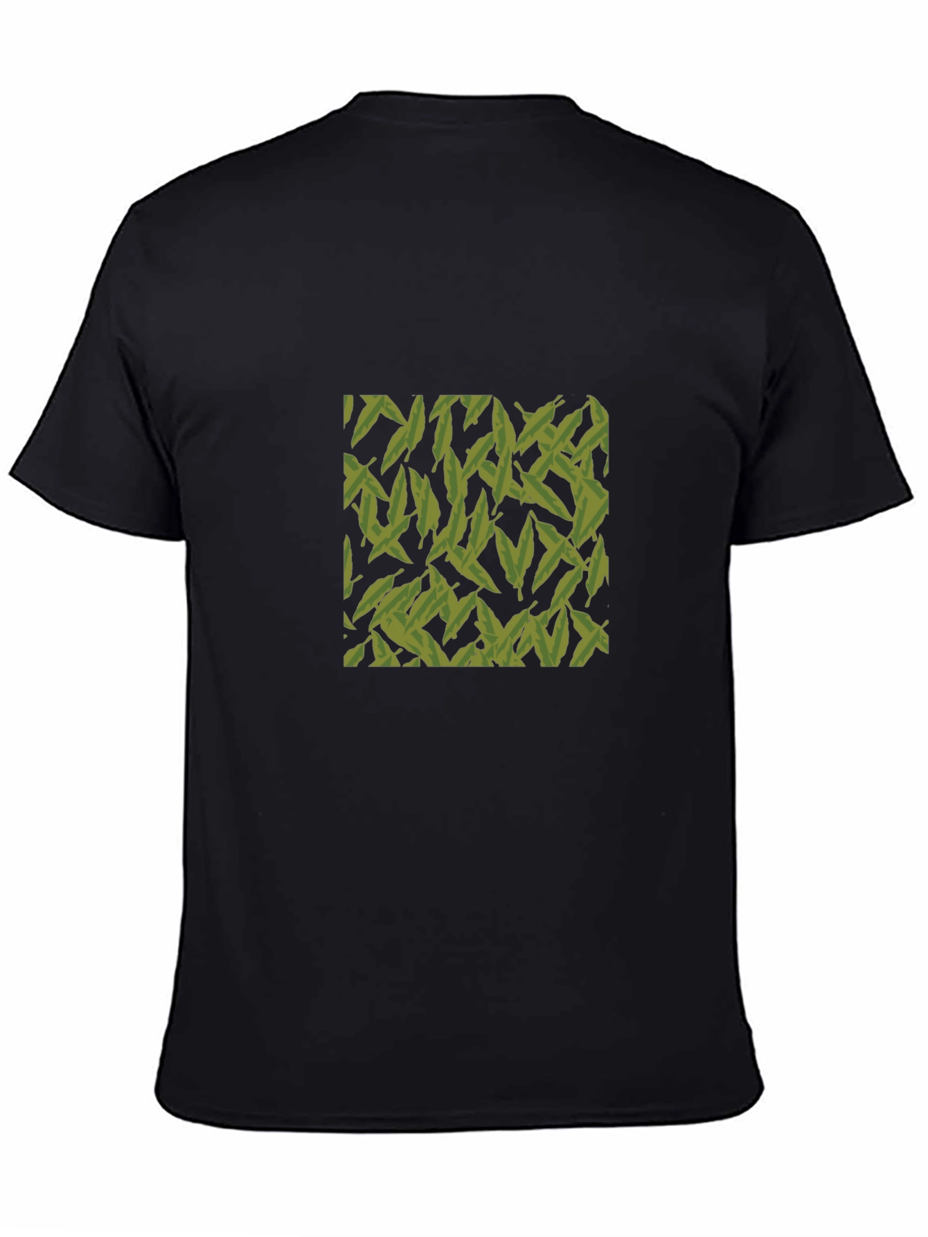 Leaf Pattern Black T-Shirt