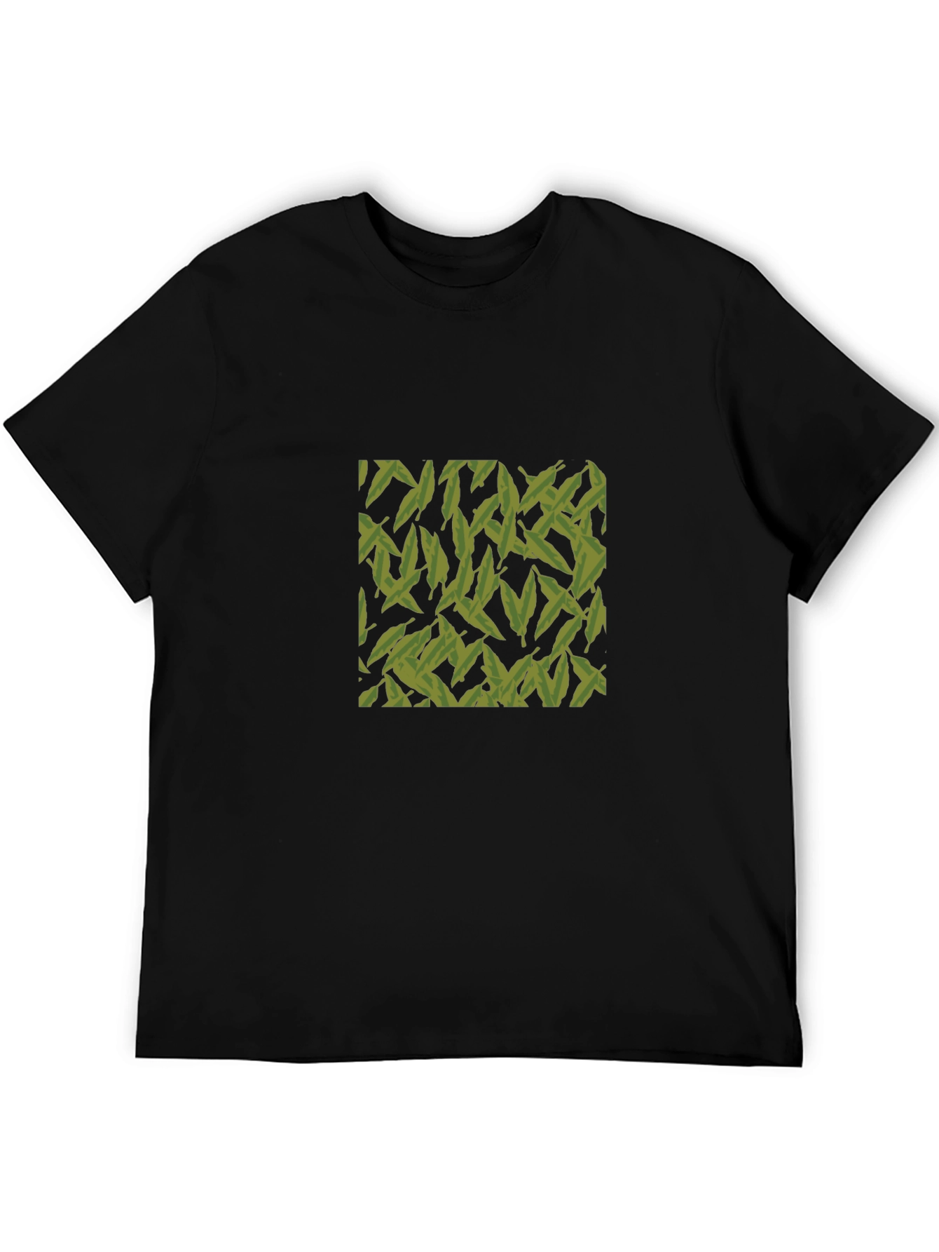 Leaf Pattern Black T-Shirt