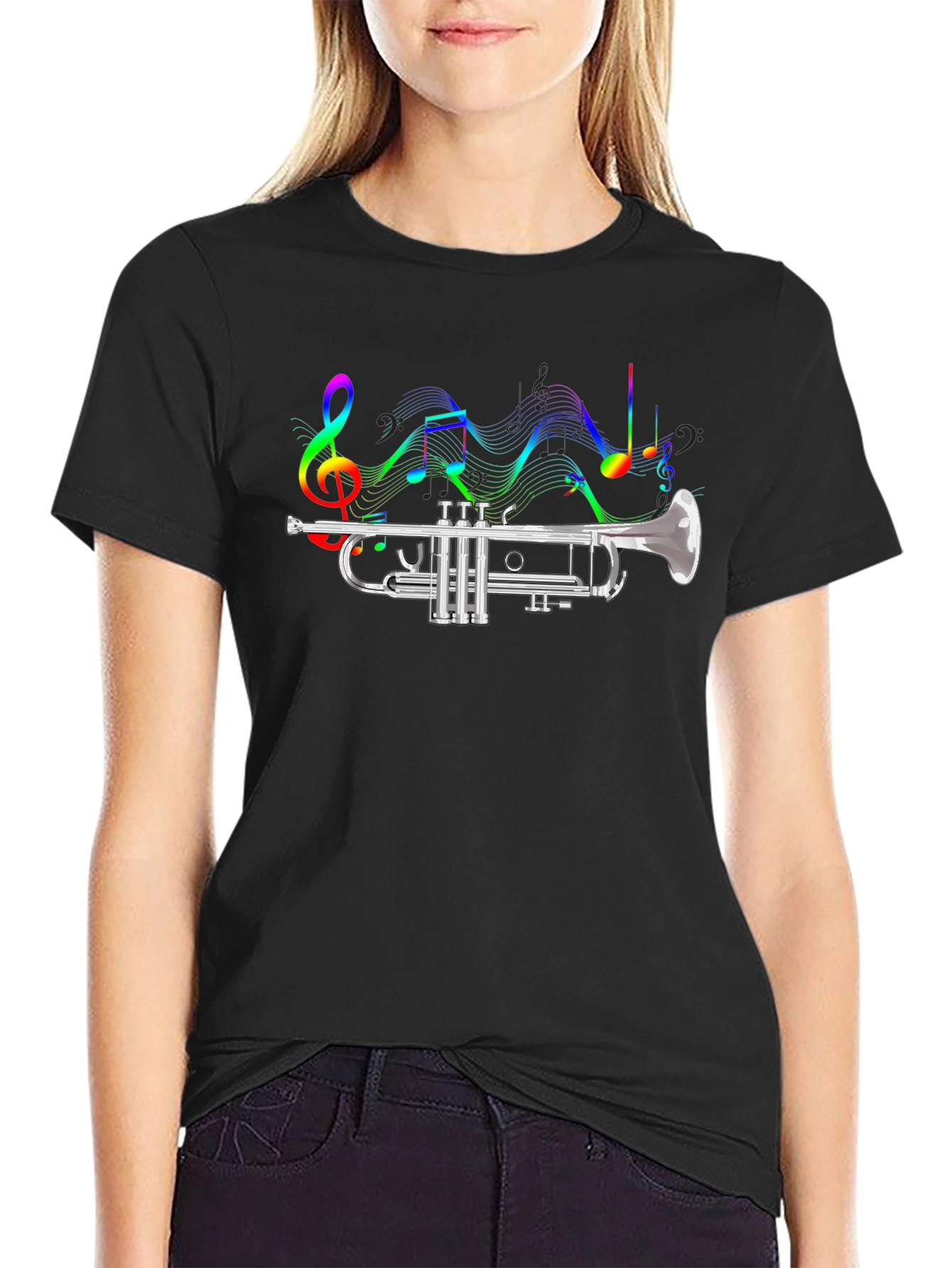 Trumpet and Music Note T-Shirt