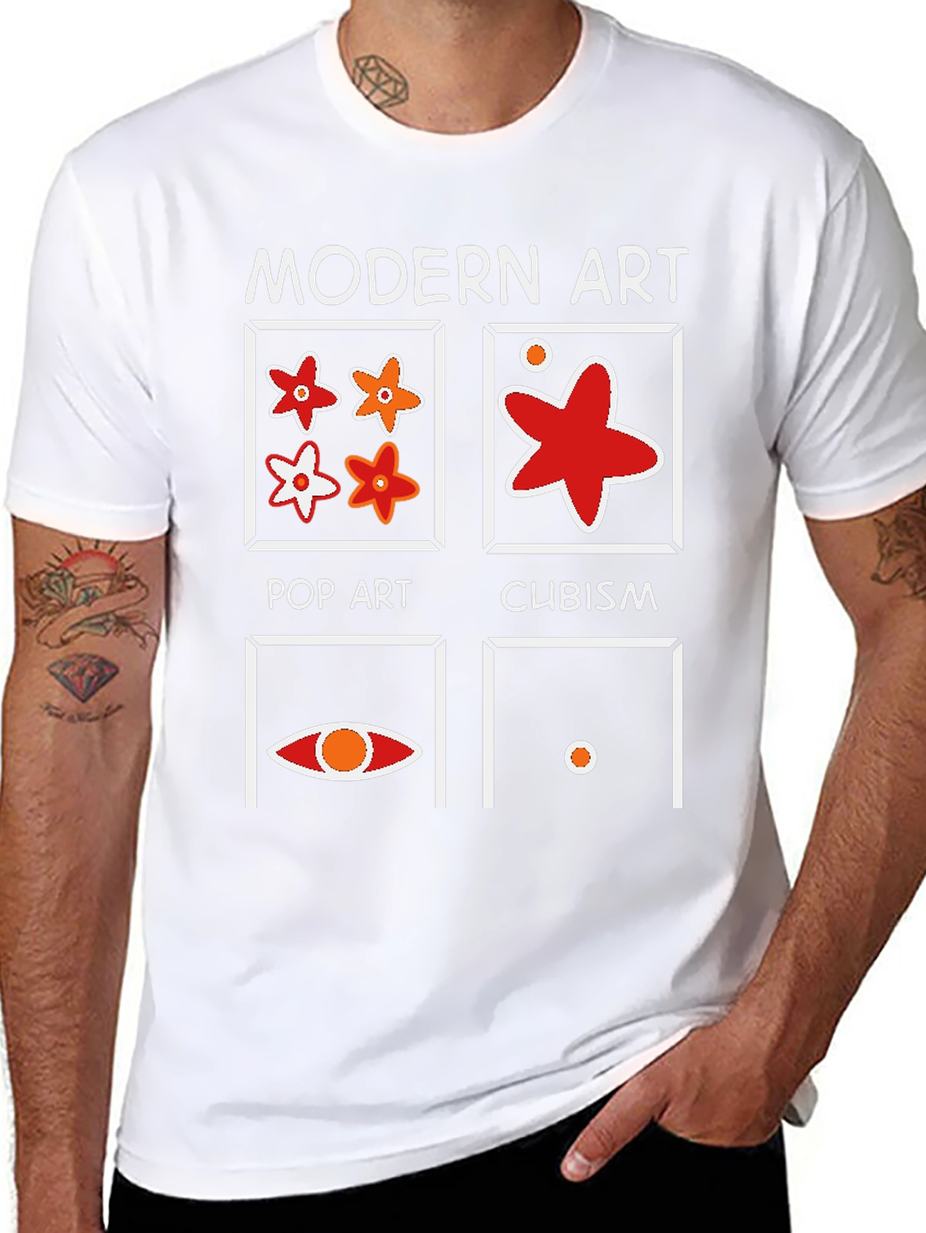 Modern Art Graphic T-Shirt - Pop Art Cubism Design