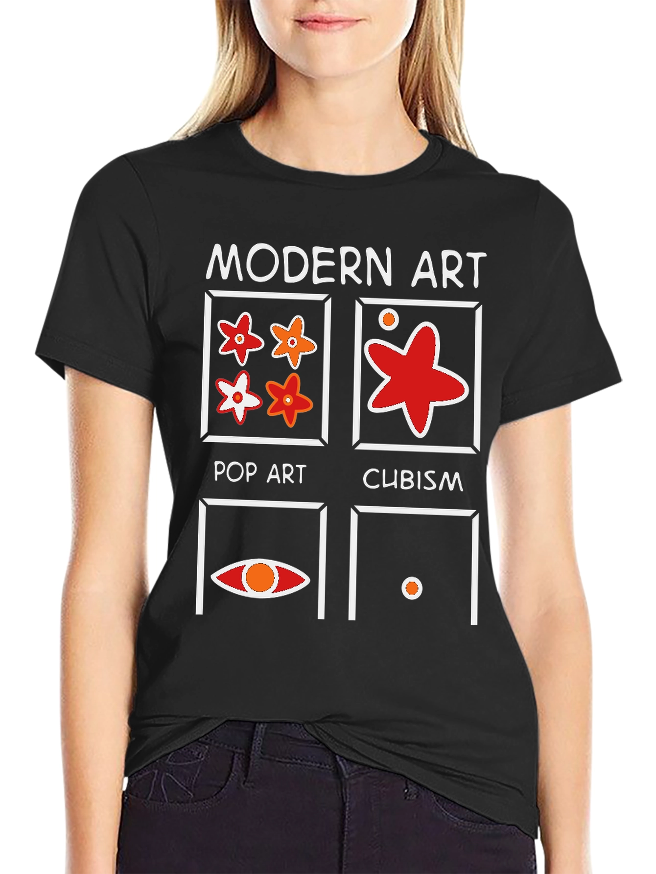Modern Art Graphic T-Shirt - Pop Art Cubism Design