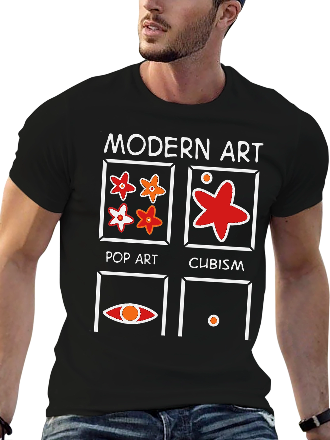 Modern Art Graphic T-Shirt - Pop Art Cubism Design