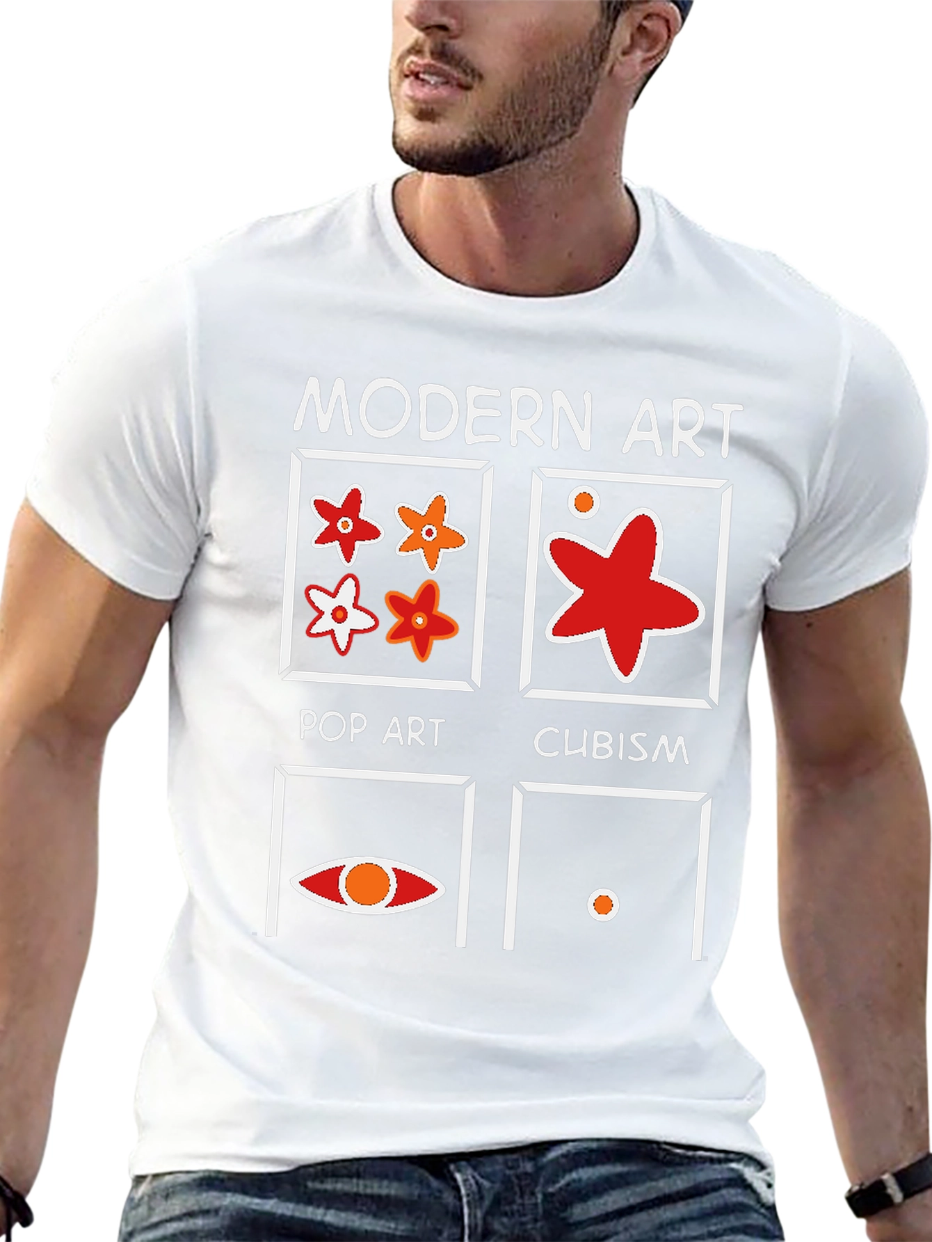 Modern Art Graphic T-Shirt - Pop Art Cubism Design