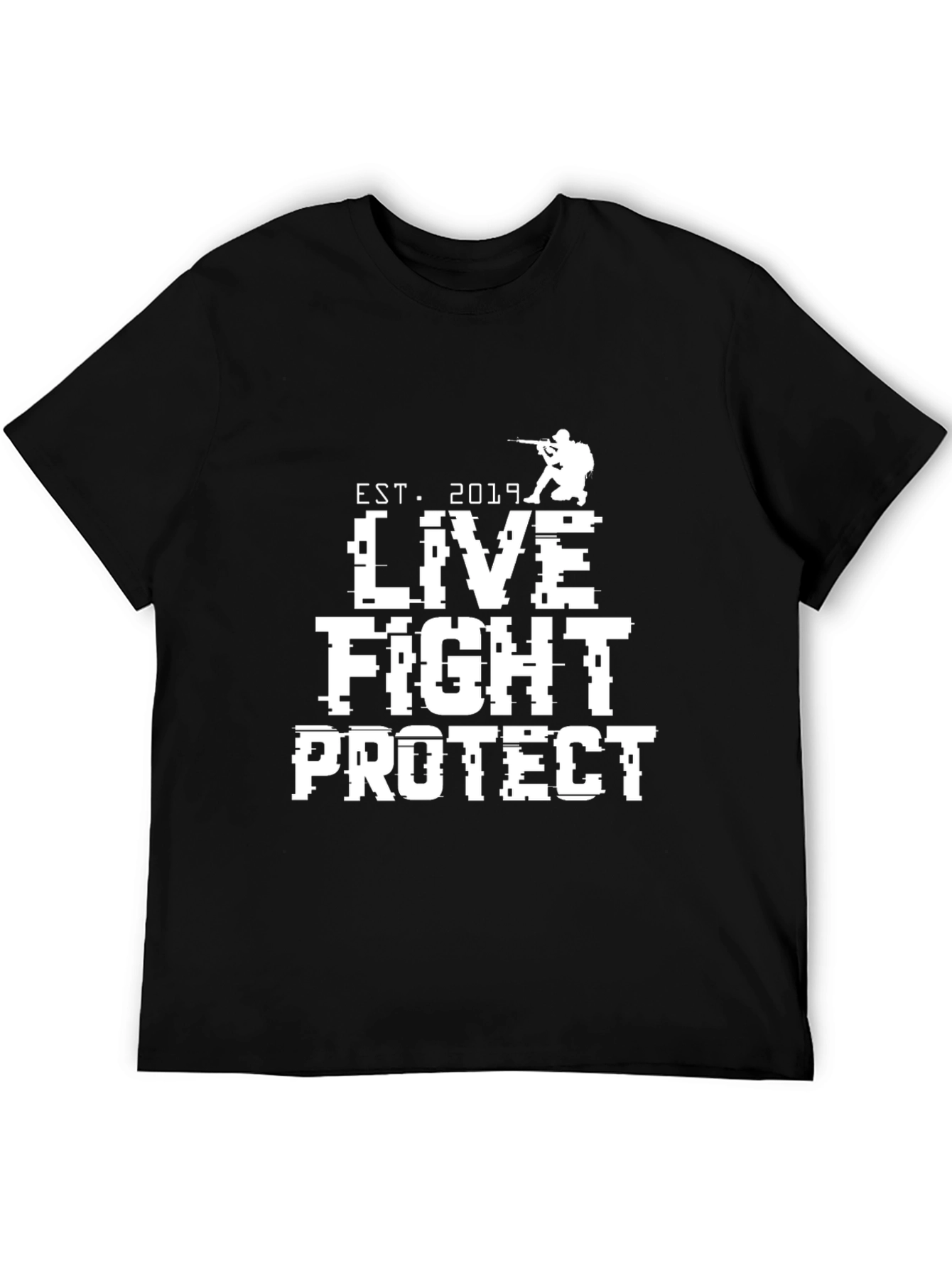 Live Fight Protect Black Graphic Tee
