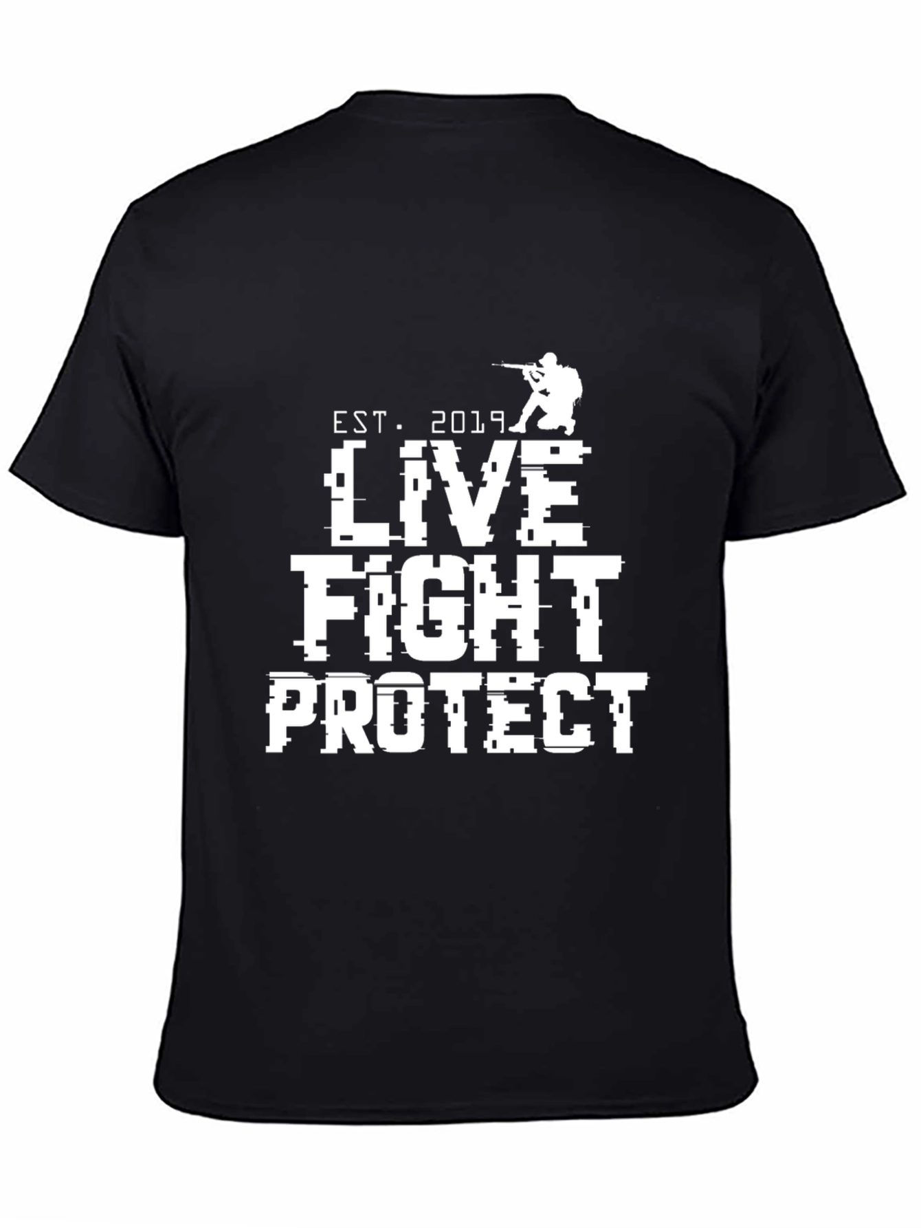 Live Fight Protect Black Graphic Tee
