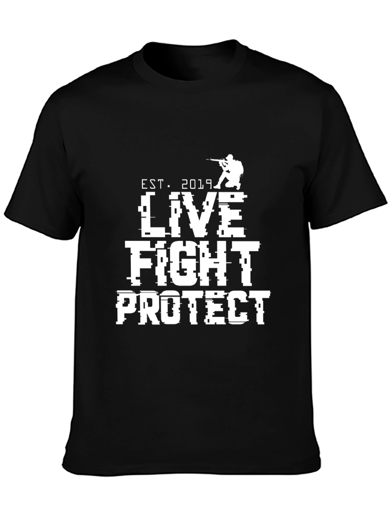 Live Fight Protect Black Graphic Tee