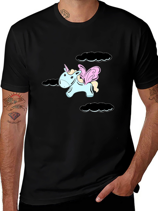 Unicorn Cloud Tee - Black Cotton Graphic T-Shirt