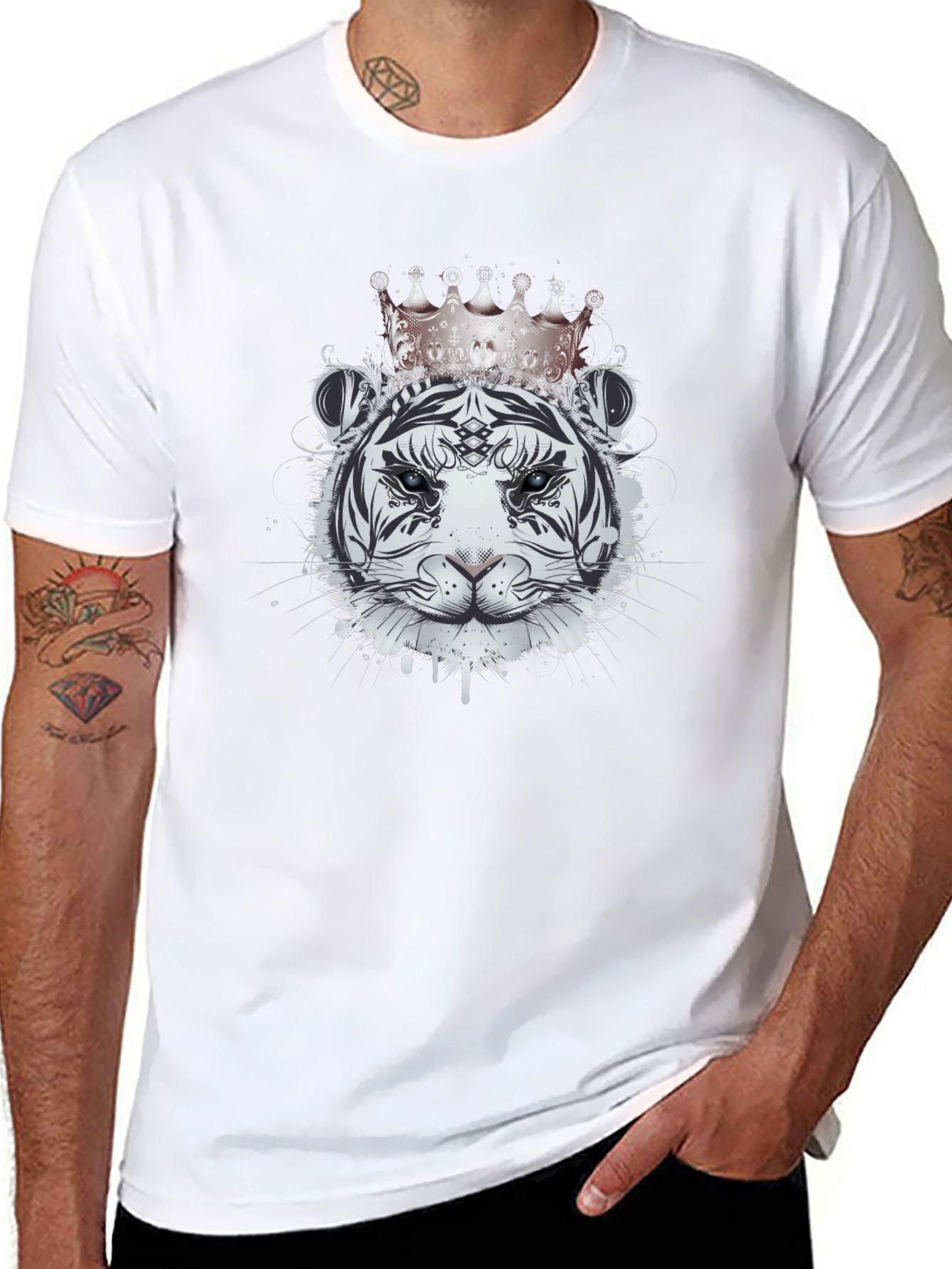 Royal Tiger Graphic Tee - Black Cotton Shirt