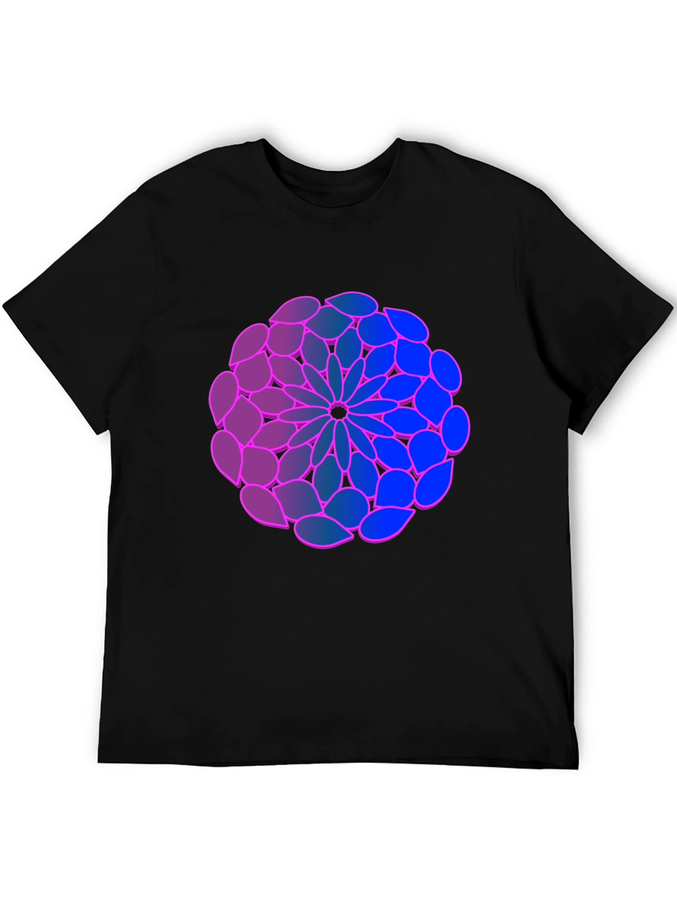 Geometric Flower T-Shirt: Blue-Purple Gradient Design