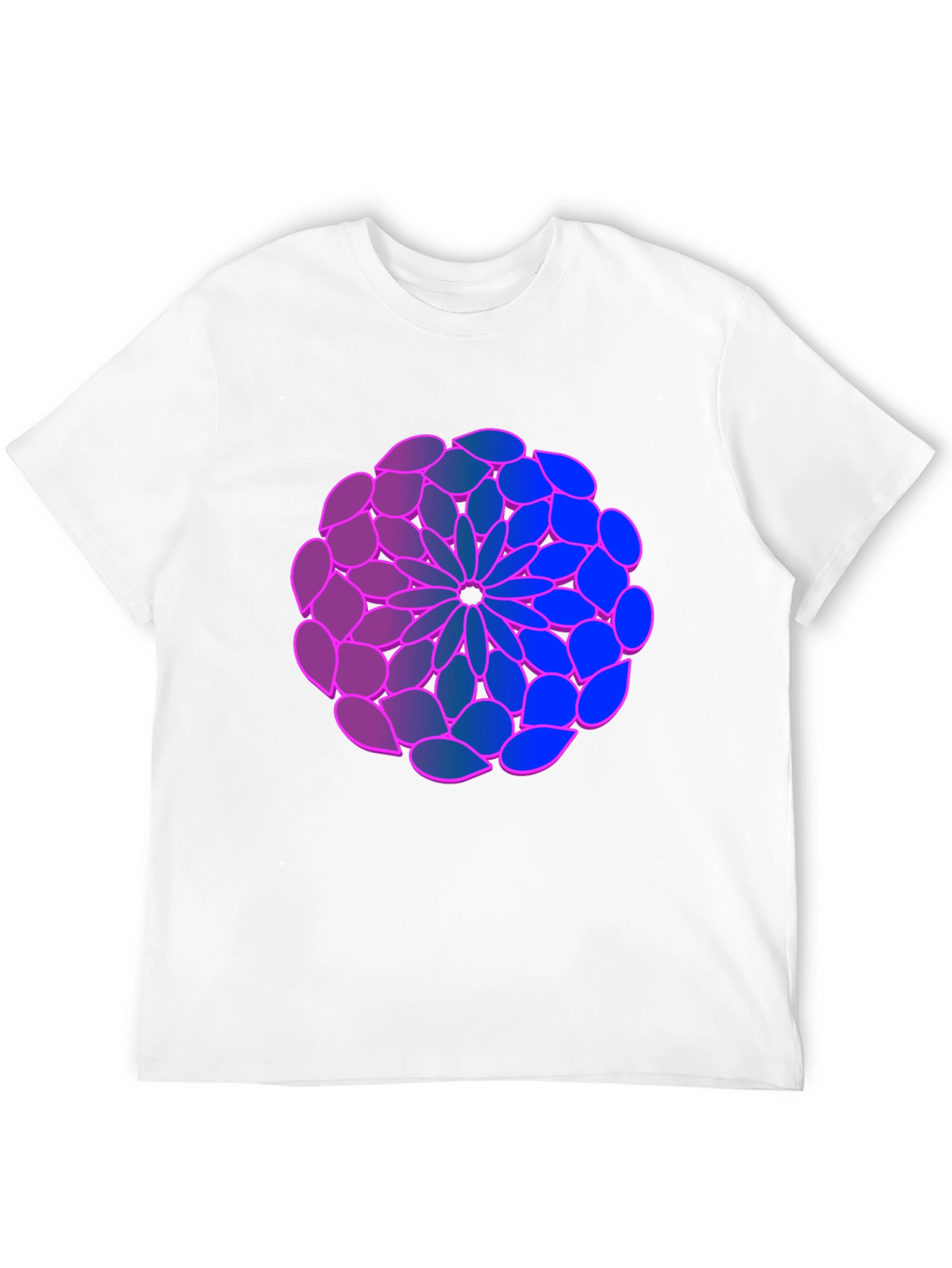 Geometric Flower T-Shirt: Blue-Purple Gradient Design
