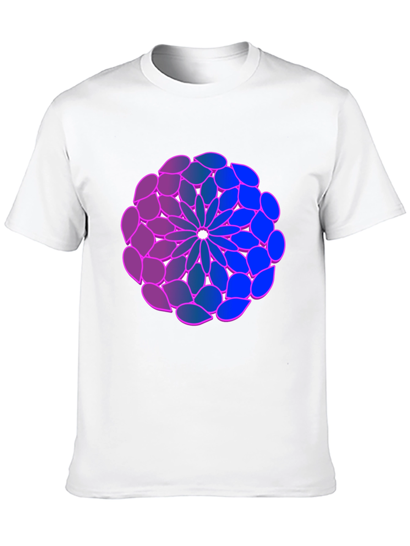 Geometric Flower T-Shirt: Blue-Purple Gradient Design