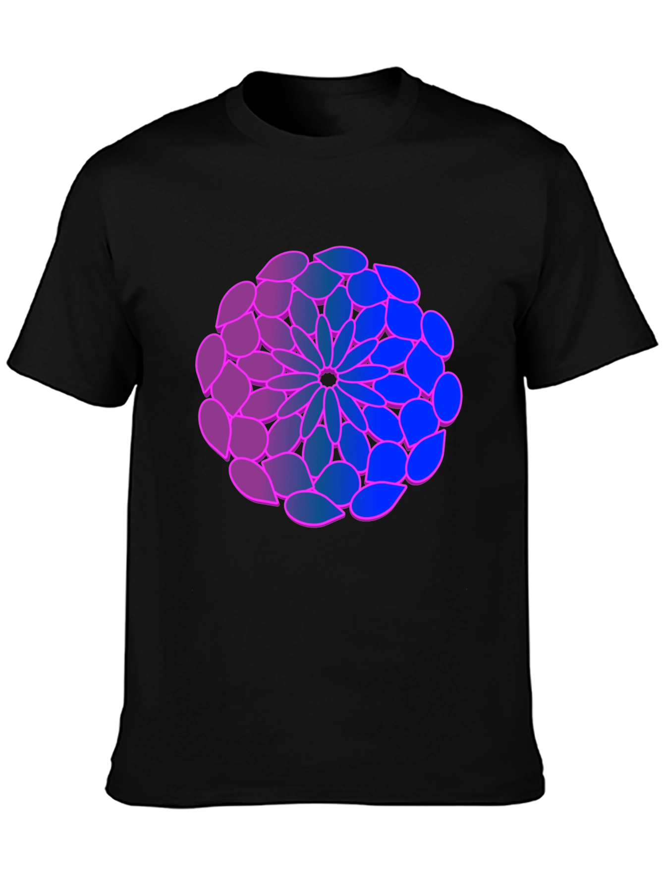 Geometric Flower T-Shirt: Blue-Purple Gradient Design