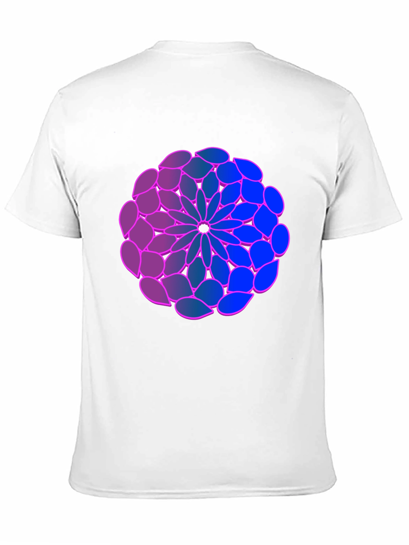 Geometric Flower T-Shirt: Blue-Purple Gradient Design