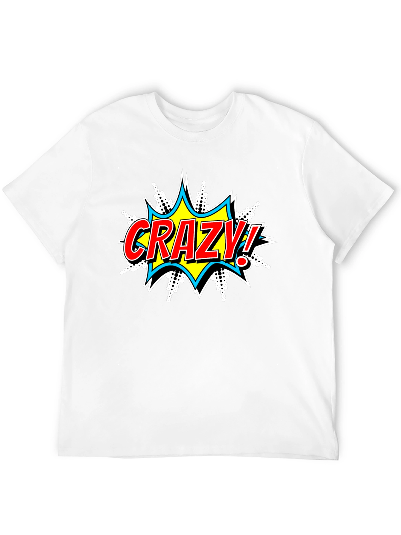 Crazy Comic Burst Graphic Tee - Black Cotton T-Shirt