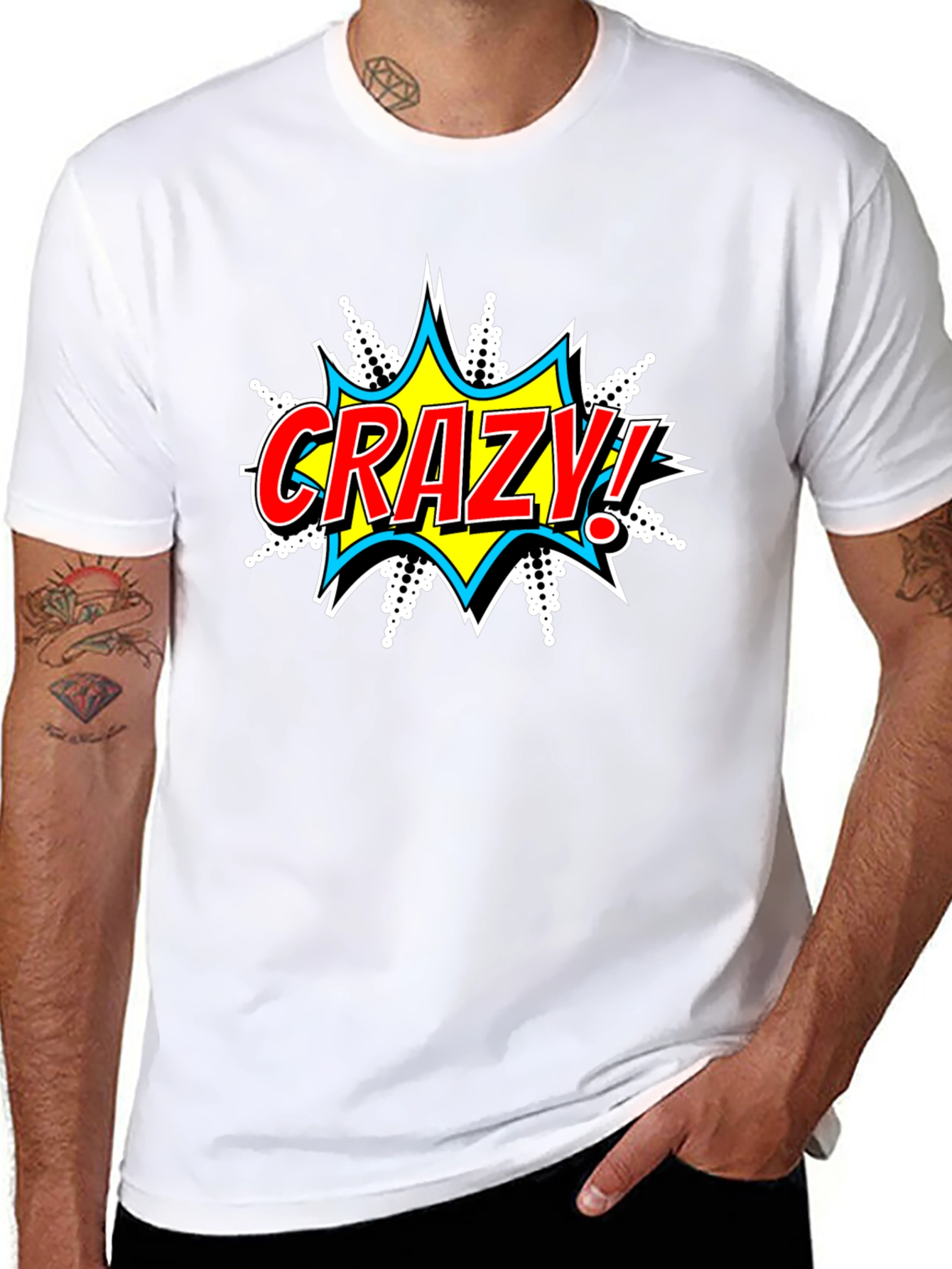 Crazy Comic Burst Graphic Tee - Black Cotton T-Shirt