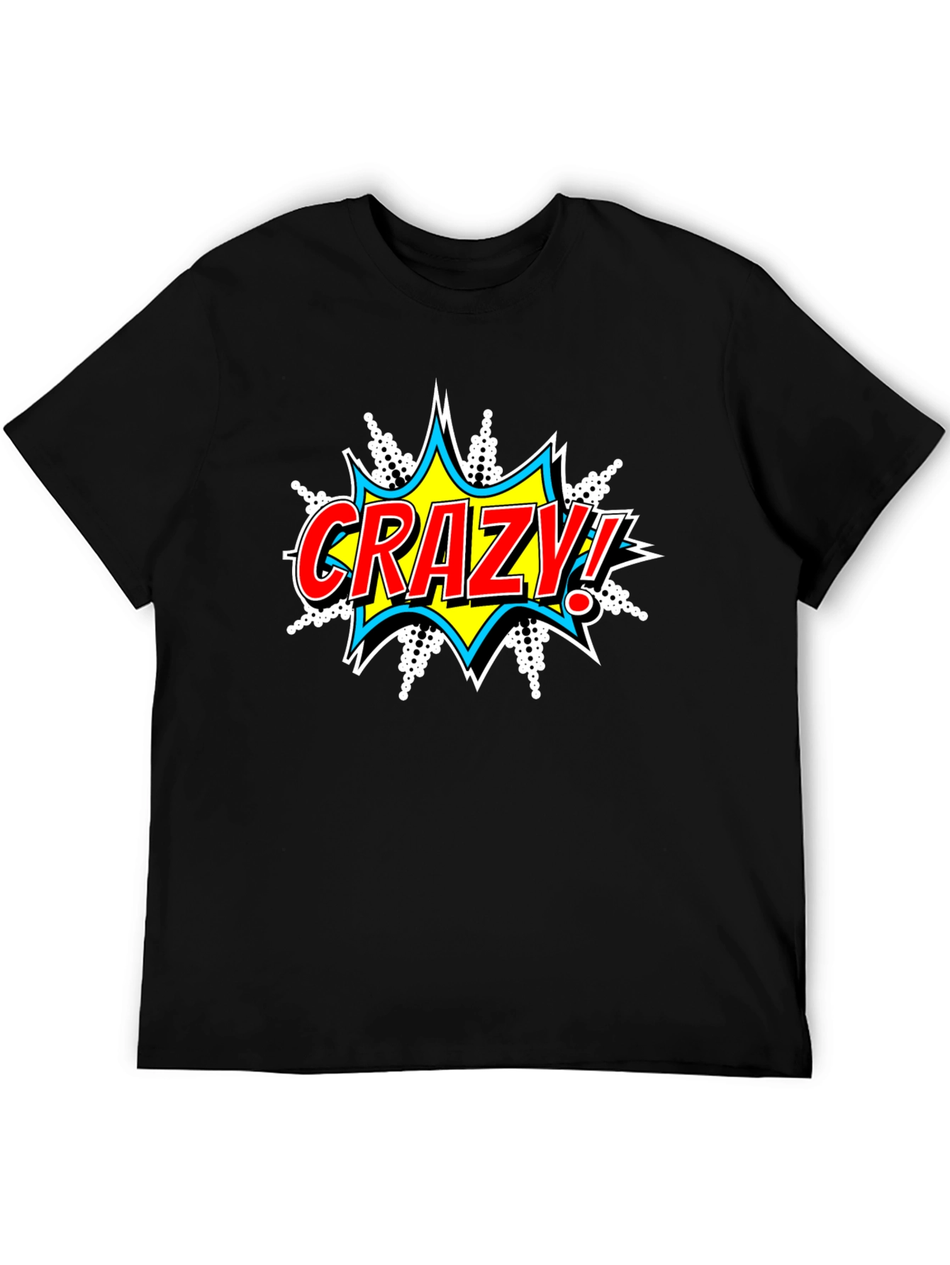 Crazy Comic Burst Graphic Tee - Black Cotton T-Shirt