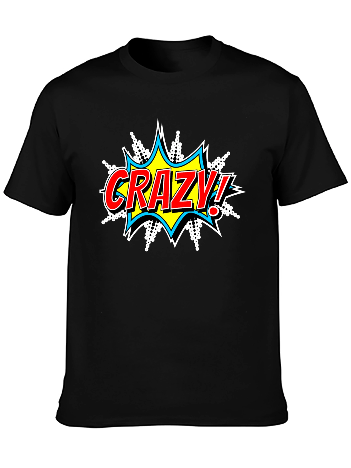 Crazy Comic Burst Graphic Tee - Black Cotton T-Shirt
