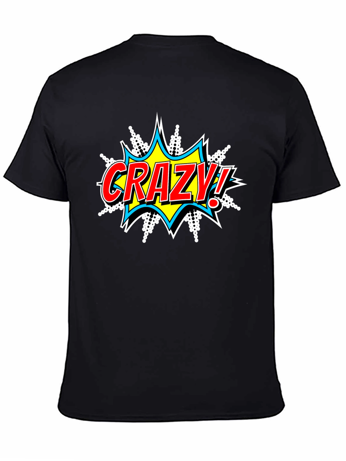 Crazy Comic Burst Graphic Tee - Black Cotton T-Shirt