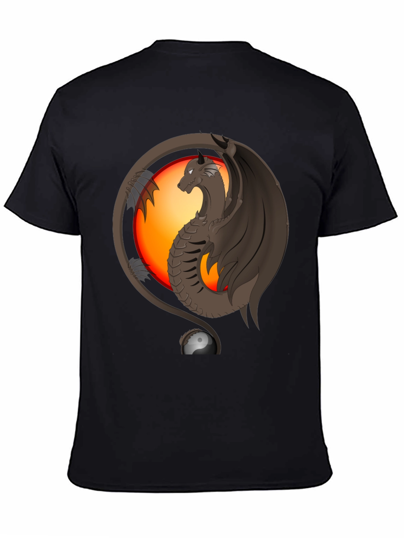 Dragon Yin Yang Graphic Print T-Shirt