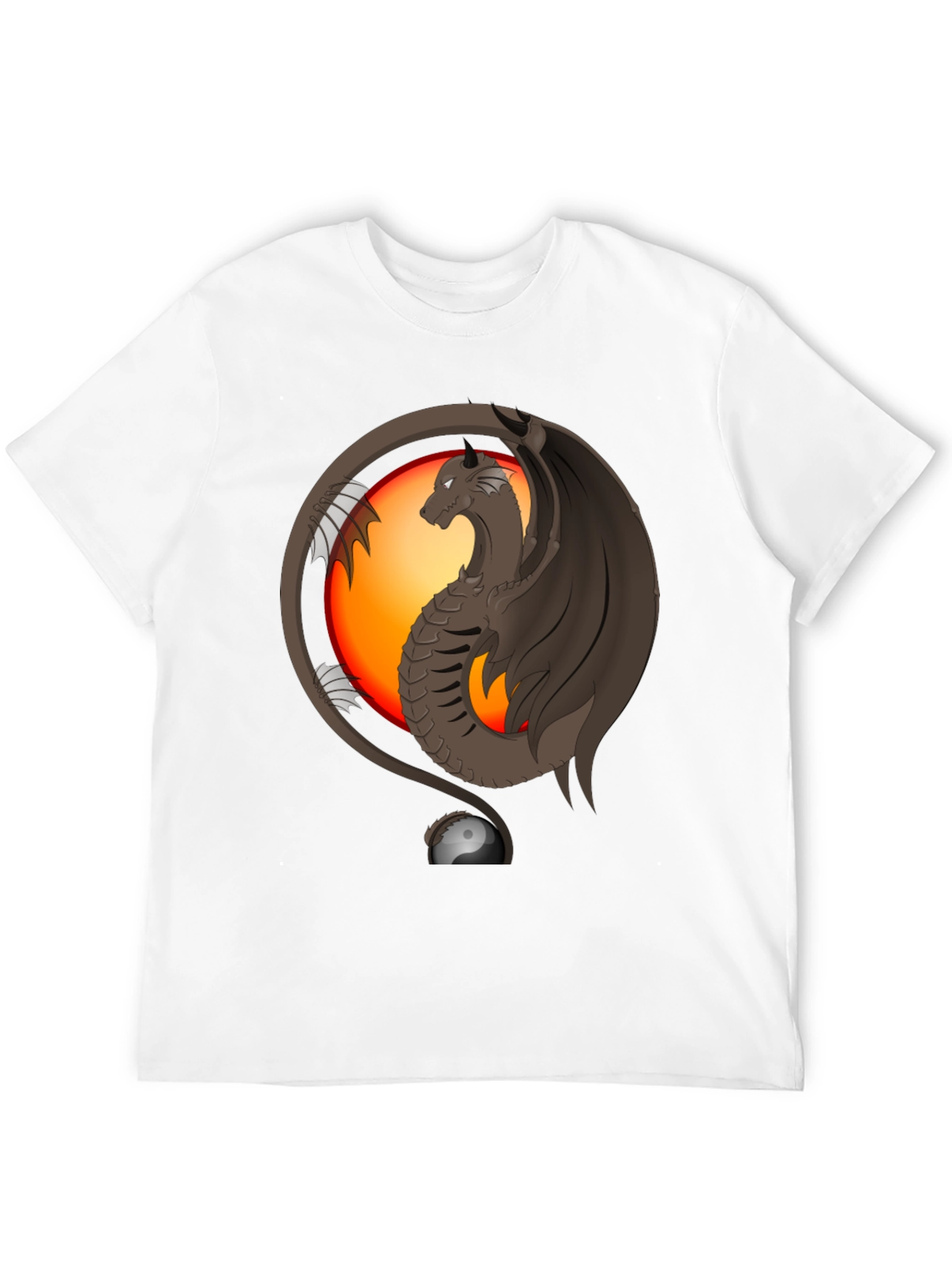 Dragon Yin Yang Graphic Print T-Shirt