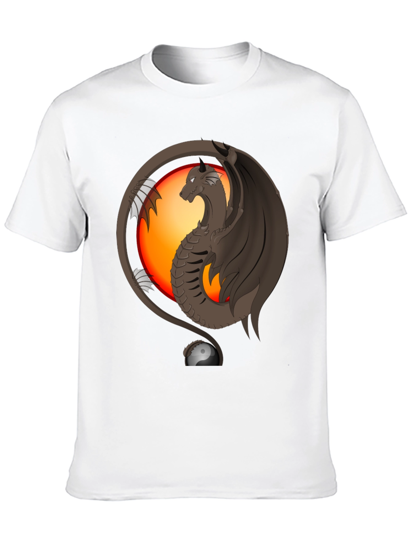 Dragon Yin Yang Graphic Print T-Shirt