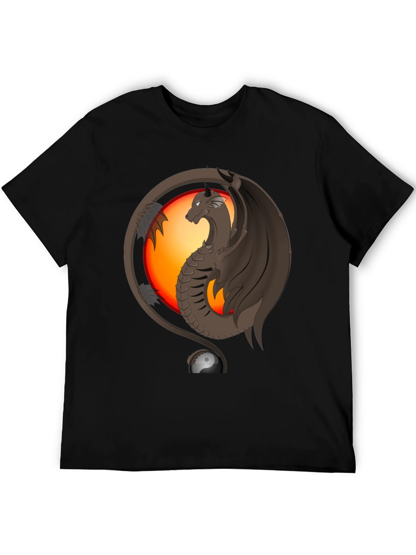 Dragon Yin Yang Graphic Print T-Shirt