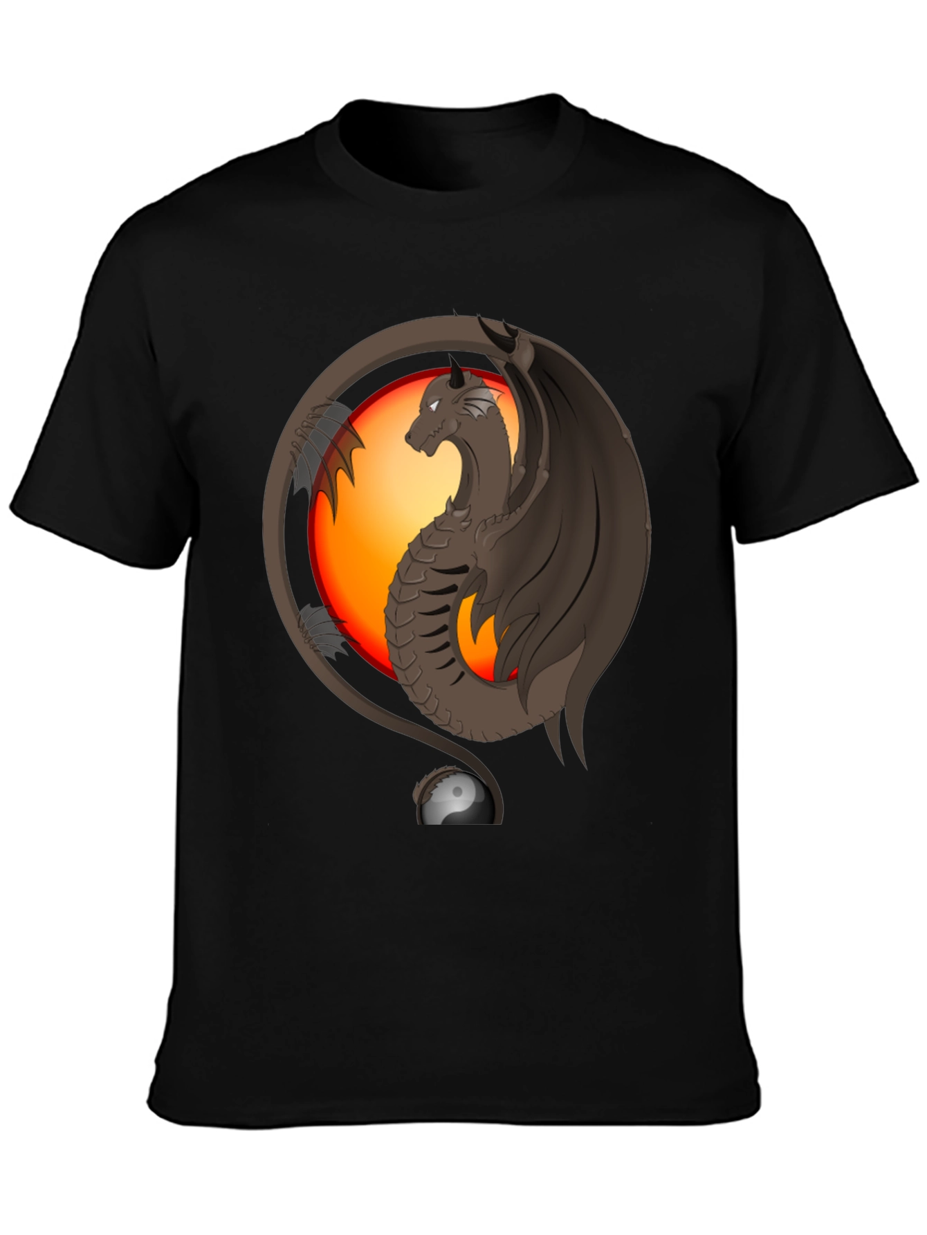 Dragon Yin Yang Graphic Print T-Shirt