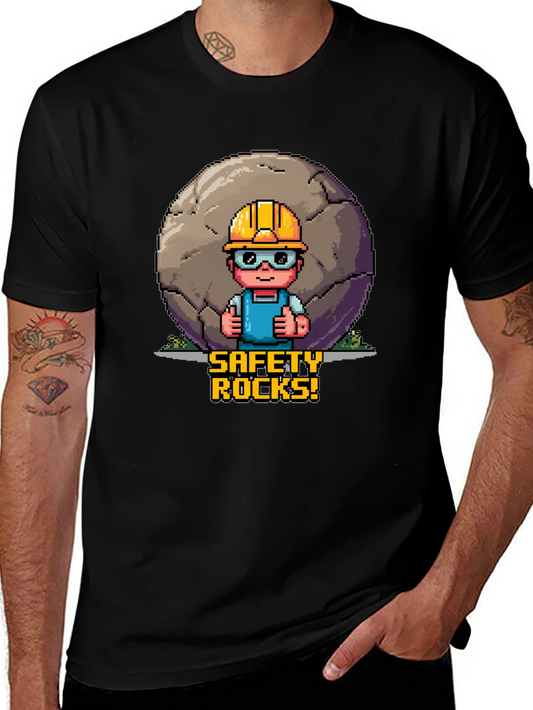 Safety Rocks T-Shirt - Pixel Art Graphic Tee