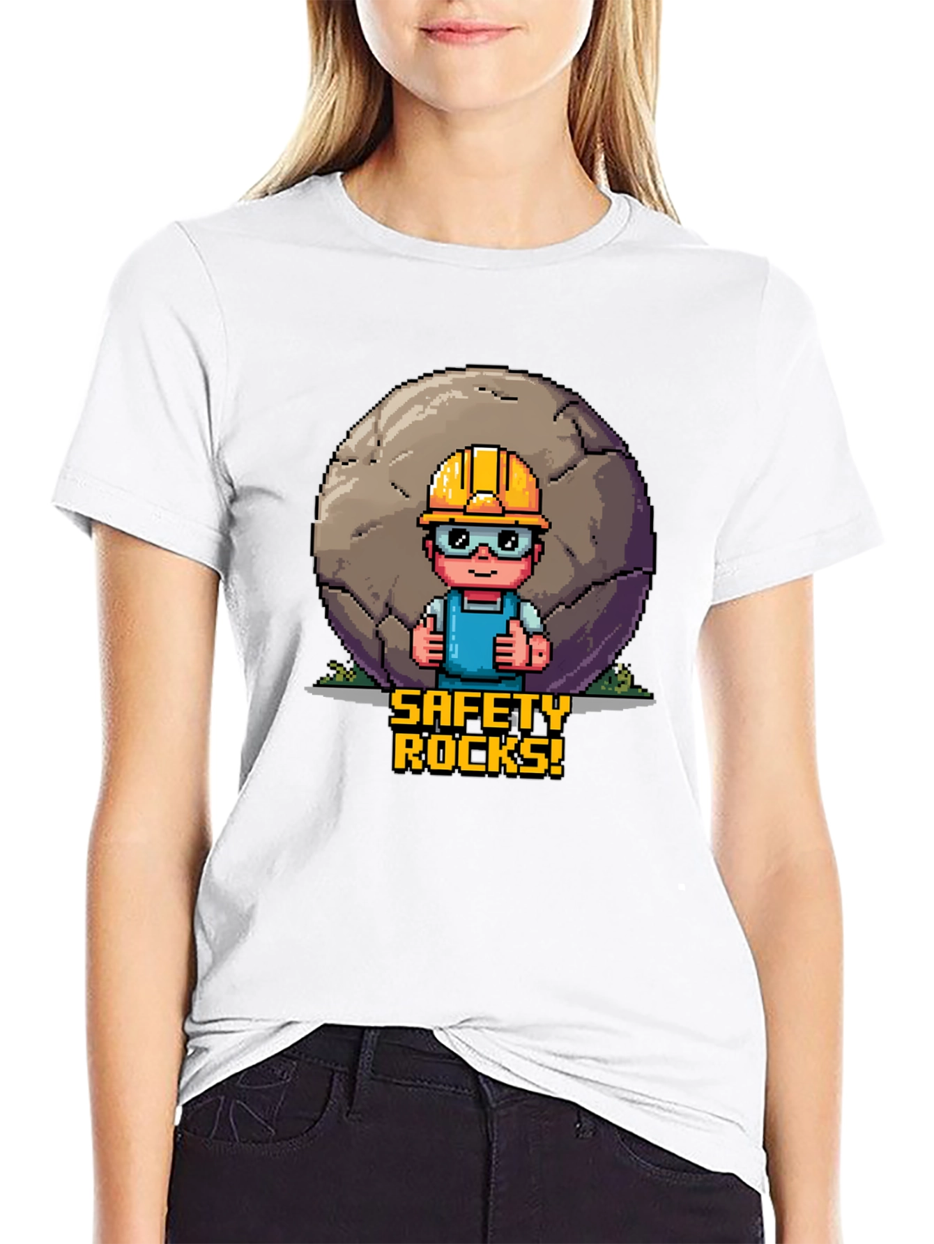 Safety Rocks T-Shirt - Pixel Art Graphic Tee