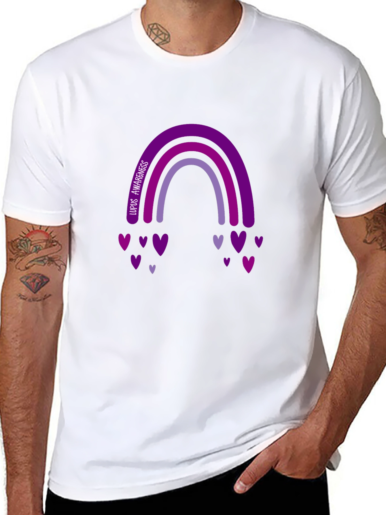 Lupus Awareness Rainbow Hearts T-Shirt