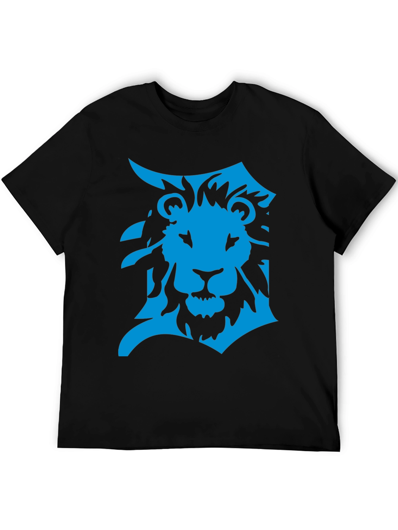Detroit Lion Graphic T-Shirt - Bold Blue on Black
