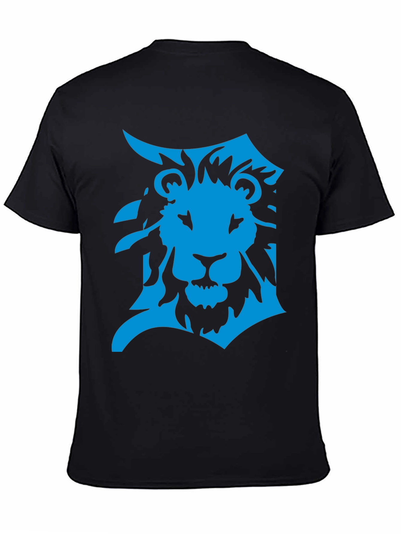 Detroit Lion Graphic T-Shirt - Bold Blue on Black