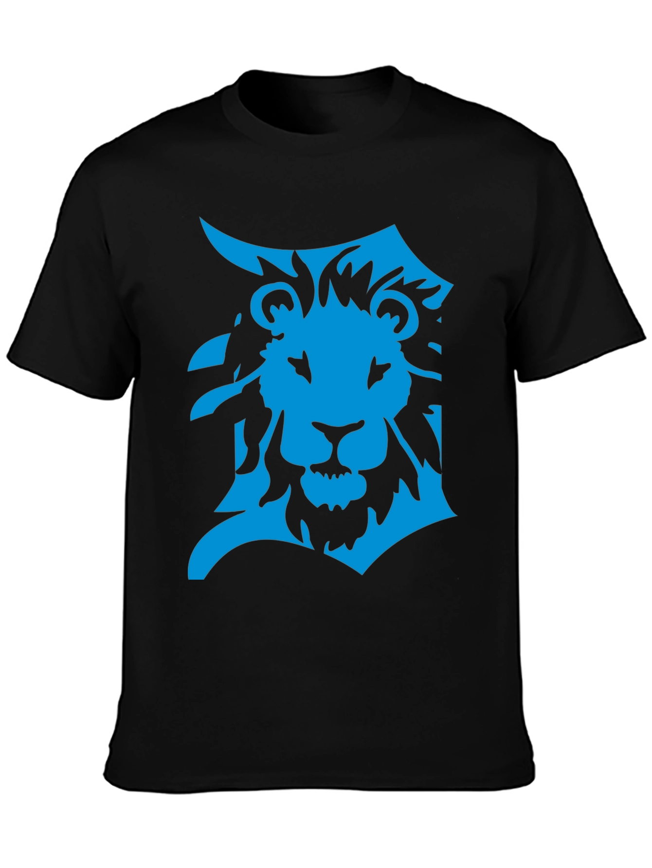 Detroit Lion Graphic T-Shirt - Bold Blue on Black