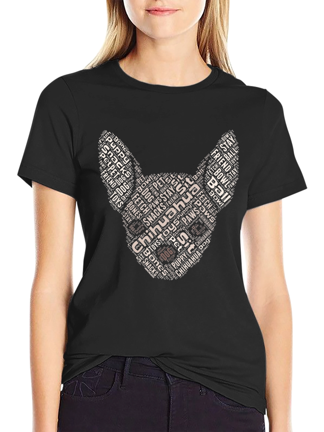 Chihuahua Dog Breed Typography Art T-Shirt