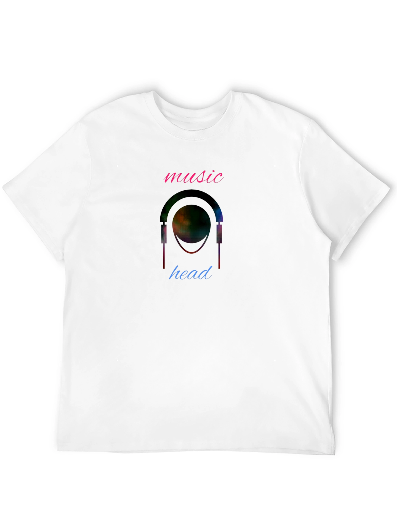 Music Head Graphic T-Shirt - Stylish Crew Neck Tee