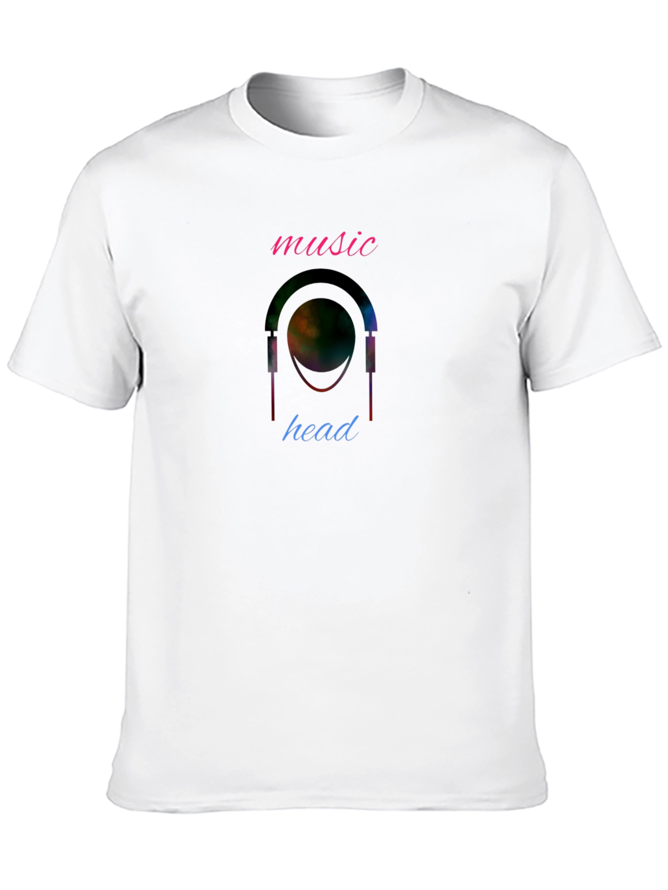 Music Head Graphic T-Shirt - Stylish Crew Neck Tee