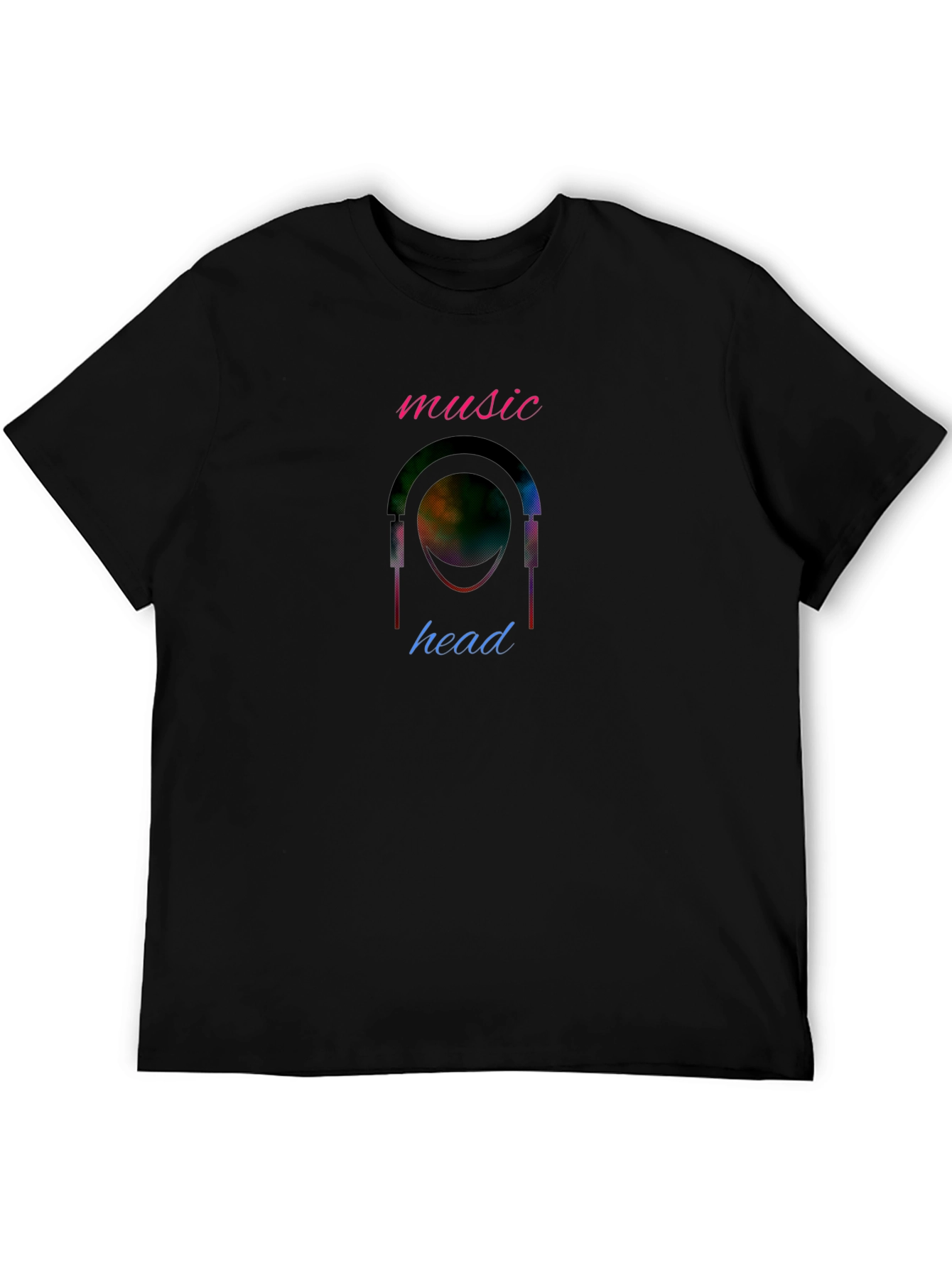 Music Head Graphic T-Shirt - Stylish Crew Neck Tee