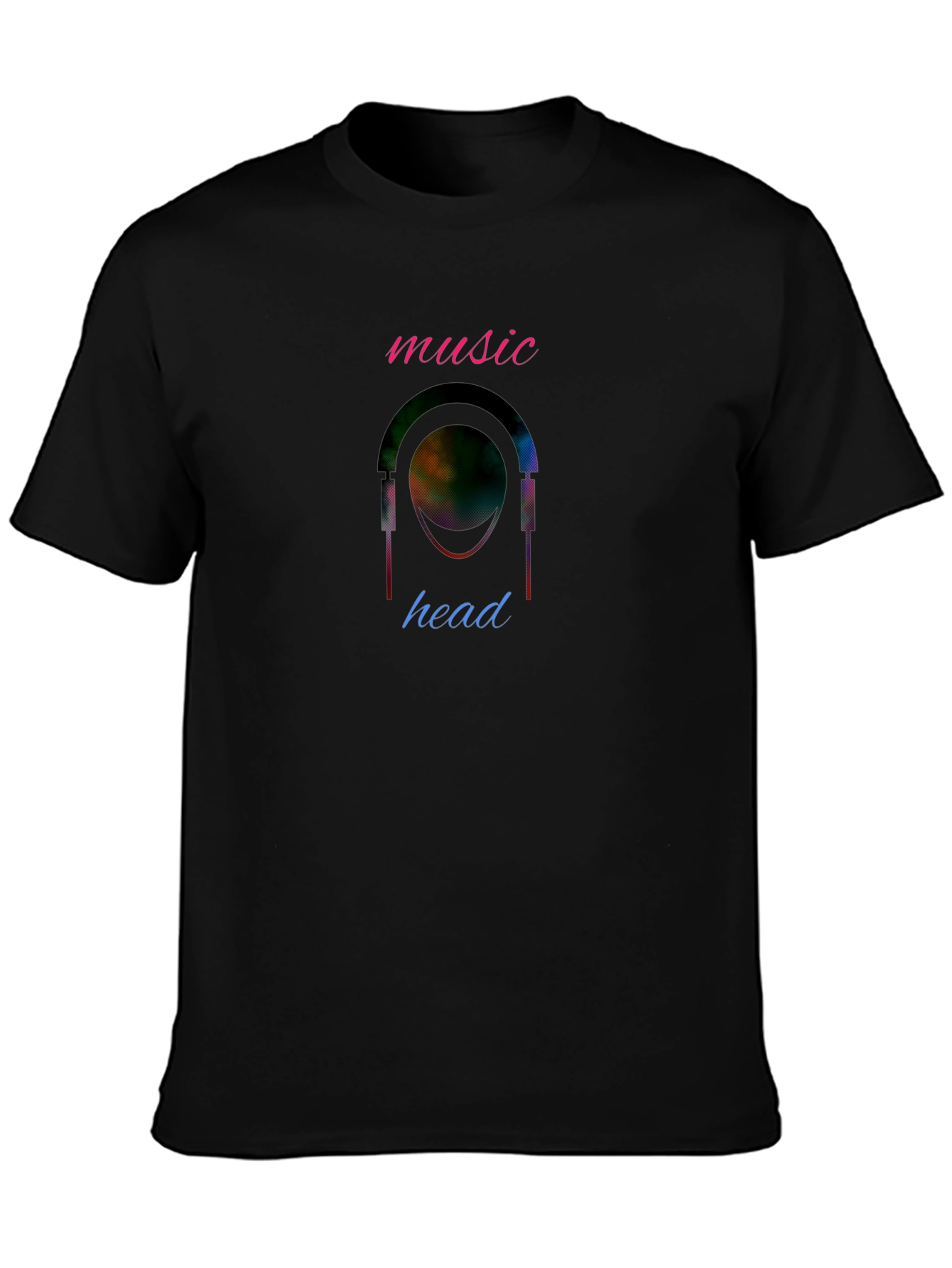 Music Head Graphic T-Shirt - Stylish Crew Neck Tee