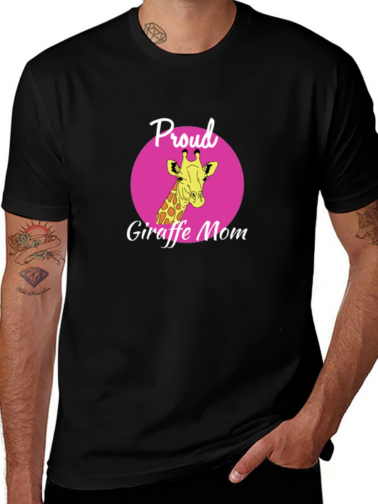 Proud Giraffe Mom T-Shirt - Stylish Black Tee