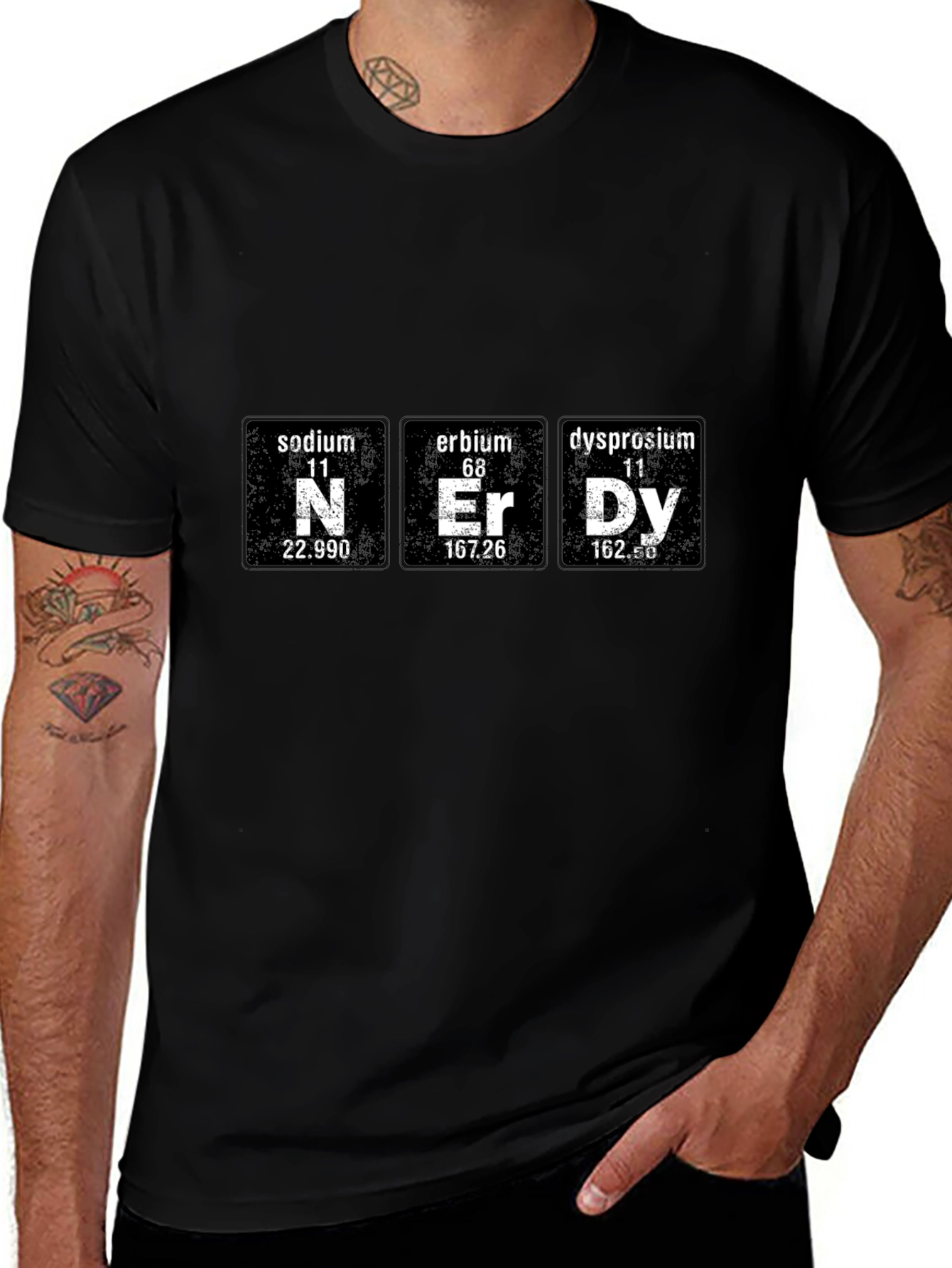 Nerdy Chemistry Periodic Table Black T-Shirt