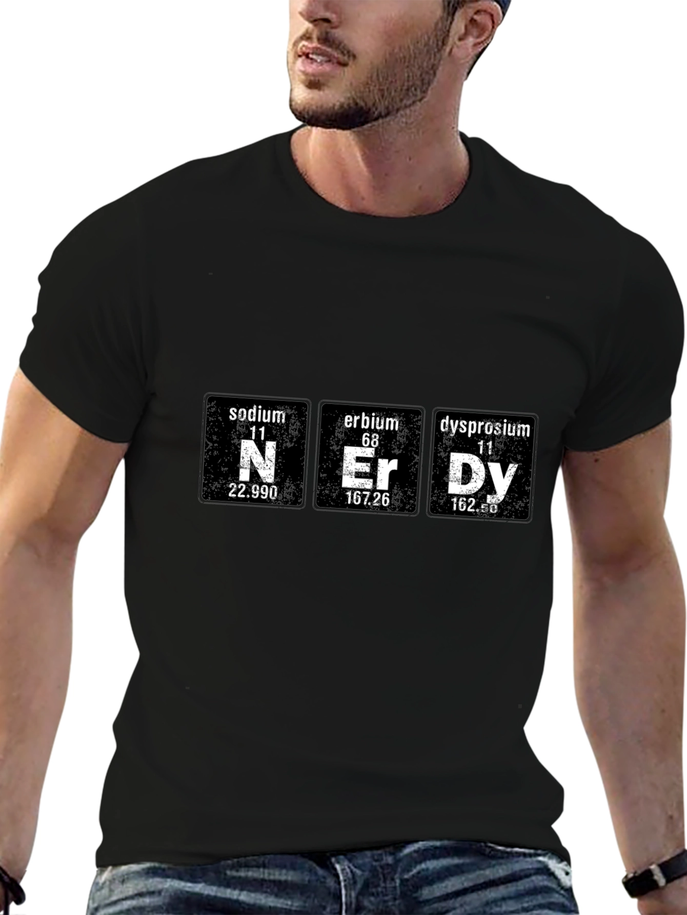 Nerdy Chemistry Periodic Table Black T-Shirt