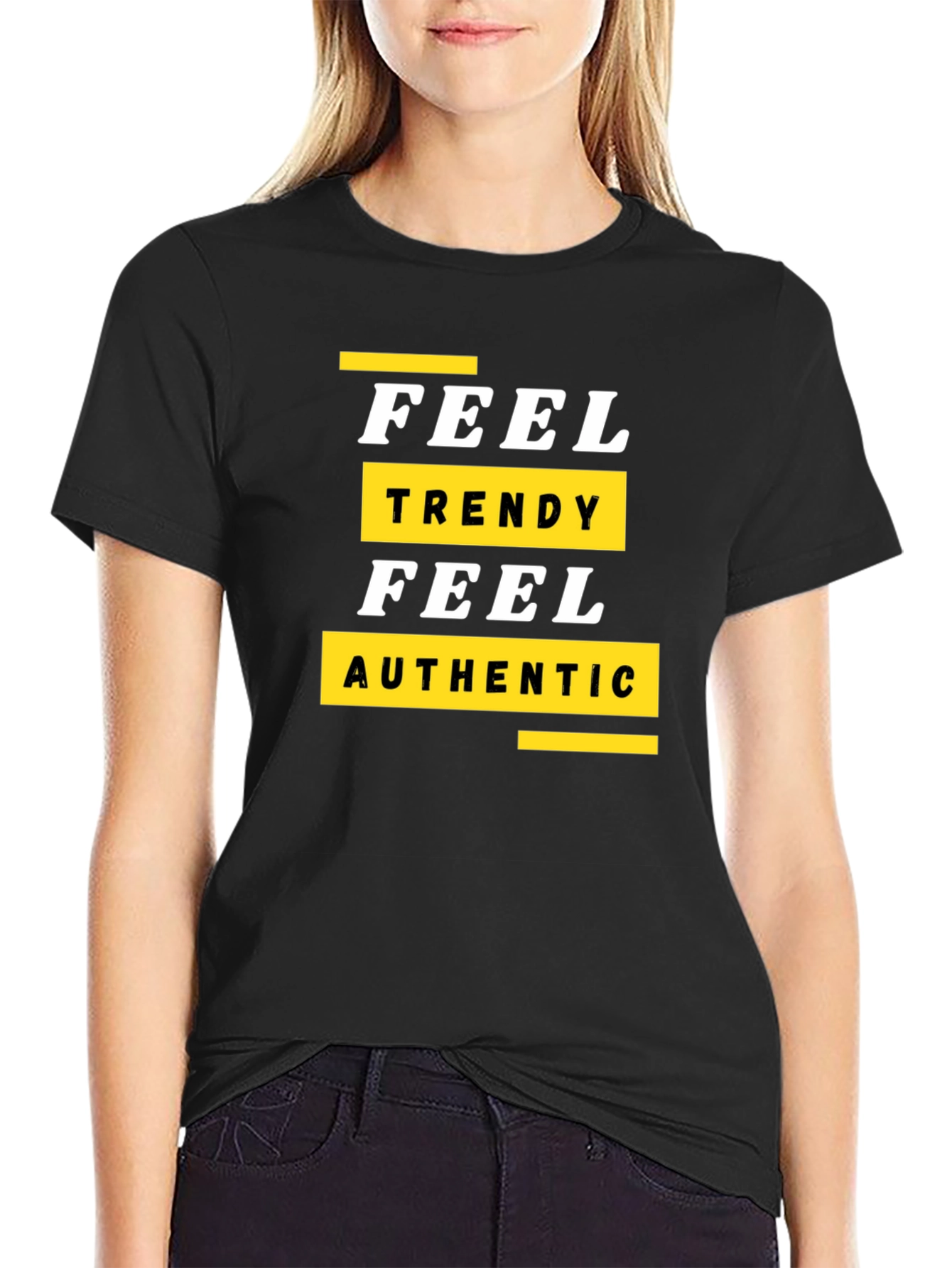 Trendy Feel Authentic Graphic Tee - Black