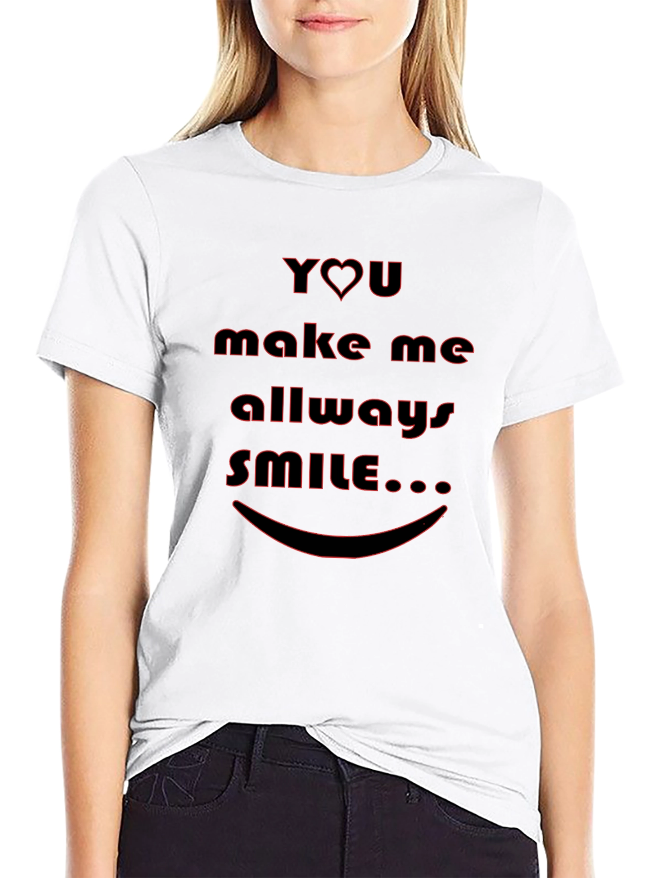You Make Me Smile Black Graphic Tee Shirt