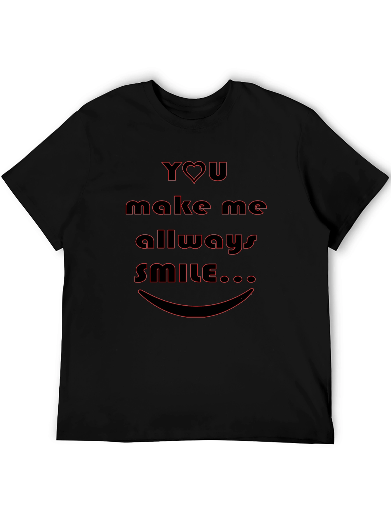 You Make Me Smile Black Graphic Tee Shirt