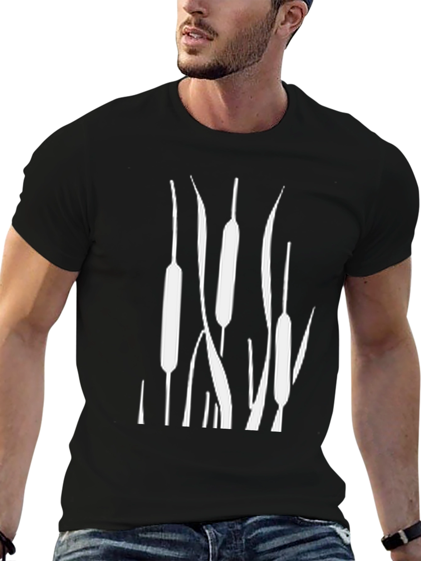 Cattail Graphic Black T-Shirt | Nature Lover Tee