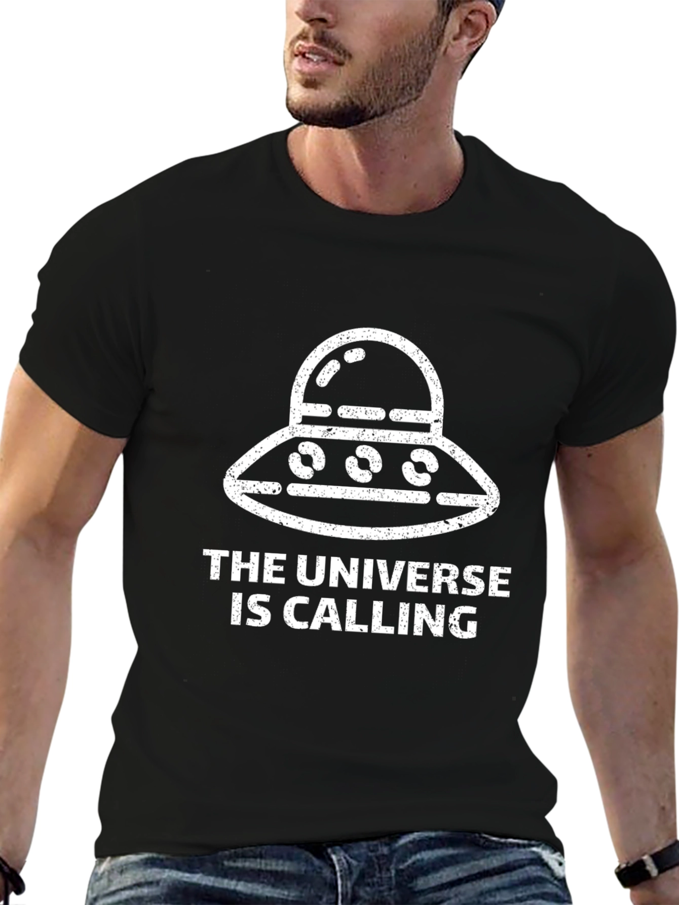 Universe Calling Graphic T-Shirt - Black