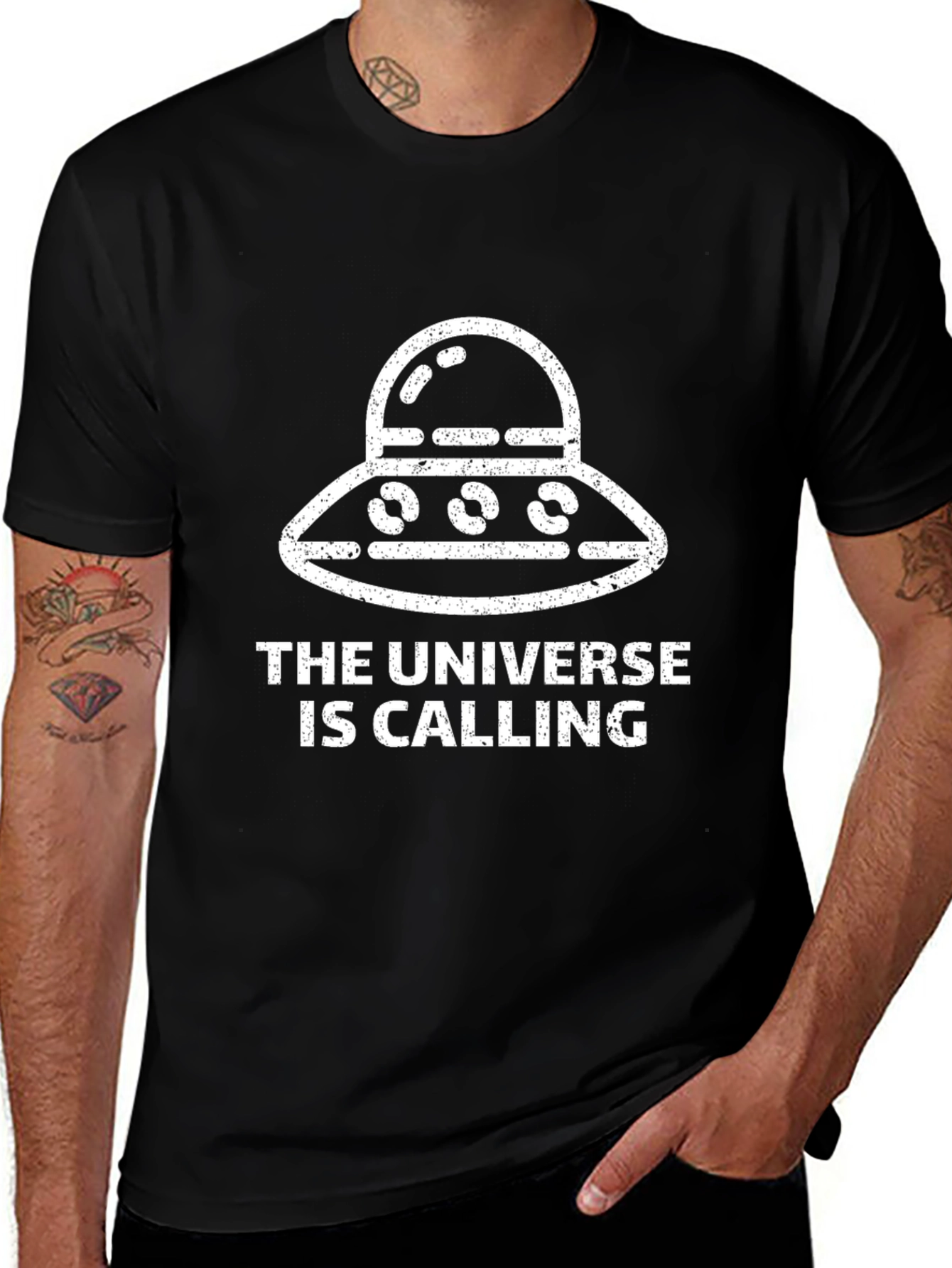 Universe Calling Graphic T-Shirt - Black